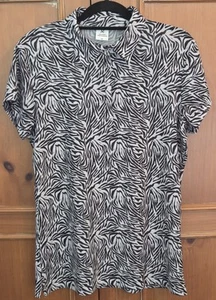 Daily Sports Womens Black&White Zebra Print Performance Knit Golf Polo Shirt XXL - Picture 1 of 8