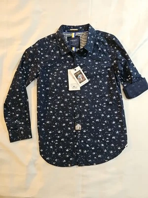 Denim & Flower Ricky Singh Blue Floral Button-Up Shirt Boys Size 9/10  - Image 1 of 4