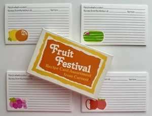 32 VTG Current 3x5 Fruit Festival Recipe Cards Lot Here's What's Cooking - Picture 1 of 5