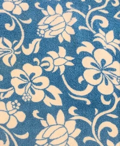 Vintage Hawaii Frottee Stoff Hibiskus türkis & weiß 36" x 118" 3,2 Yards - Bild 1 von 7