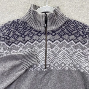 Suéter Columbia Para Hombres L Mezcla de Lana Manga Larga Pullover 1/4 Cremallera Gris Púrpura - Imagen 1 de 9