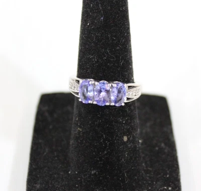 Anillo D'Joy Plata de Ley 925 Genuina Azul Iolita Piedras Preciosas Talla 5 Foto 1 de 4