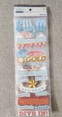 Pegatinas de aglomerado Recollections SWIM TEAM 1 hoja 5" X 12" NUEVO EN PAQUETE 4 paquetes Foto 1 de 2