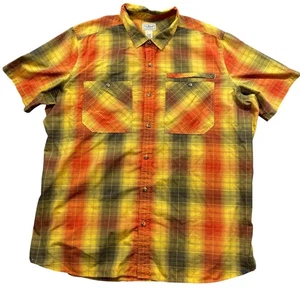 L. L. Bean XXL alto misto cotone giallo a quadri manica corta con bottoni - Foto 1 di 4