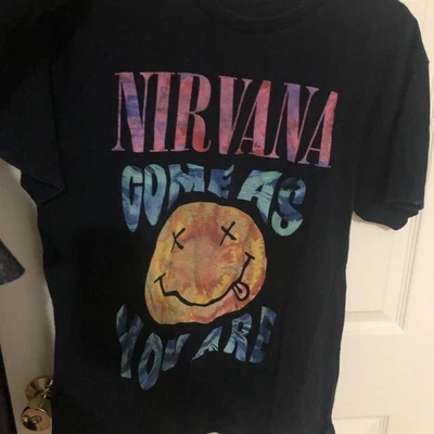 Camiseta Nirvana Para Hombre Grande Lugar Sonrisa Cara Come As You Are Camiseta de Algodón Foto 1 de 4