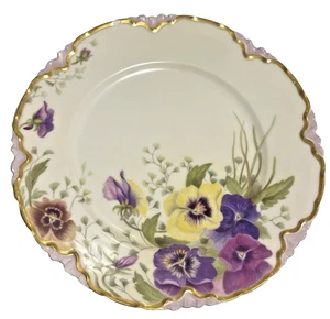 Antique Limoges Haviland Hand Painted Pansy Plate Artist Signed Hoffman 1890s - Picture 1 of 7