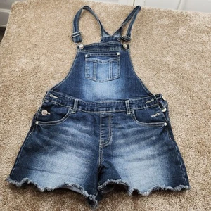 Jordache Girls Denim Bib Overall Shorts Size XL 14-16 Cut Off Style - Picture 1 of 5