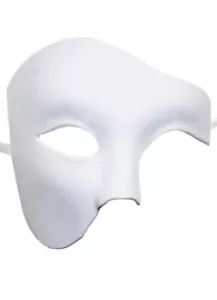 White Half Face Phantom of the Opera Venetian Masquerade Ball Mask - Picture 1 of 3