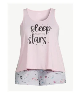 Joyspun Women's Size 3XL Pink And Gray Tank Top Pajama Short Set 2-Piece - Picture 1 of 5