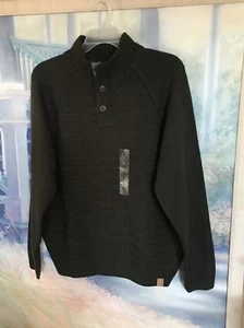 Weatherproof NEW Green Mens Size Large XL Basket Stitch Henley Sweater $80 #052 - Picture 1 of 11