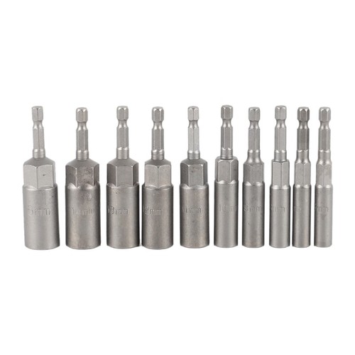 10Pc 1/4 Inch Wrench Hex Bit Socket Set Deep Long 1/2 Inch Drill