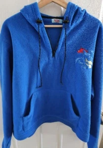 DR SUESS ONE FISH TWO FISH VINTAGE EMBROIDERED BLUE ZIP FLEECE JACKET SWEATSHIRT - Picture 1 of 6