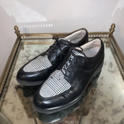FootJoy Colección Europa Zapatos de Golf Mujer 7.5 Negro Reloj Cuadros LEER Foto 1 de 4