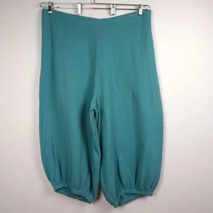 Bryn Walker Cropped Pants Women's Plus Size 3X Green Blue Balloon Leg Cotton - Picture 1 of 10