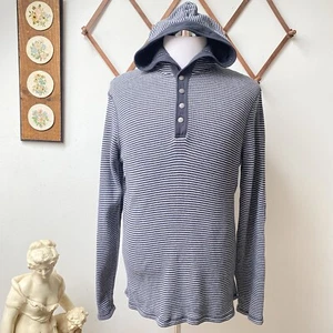 Michael Kors Waffle Thermal Knit Striped Hoodie Sweater Mens Large - Picture 1 of 14