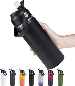 18Oz Insulated Stainless Steel Water Bottle, Wide Mouth Double Wall Vacuum, Sili - Picture 1 of 7