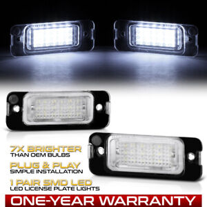 Benz W164 W251 X164 GAS "SUPER BRIGHT" White LED License Plate Light Lamp Pair