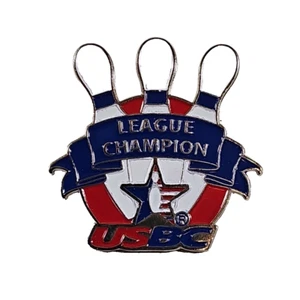 USBC League Champion Bowling Award Silver Tone Enamel Lapel Pin. - Bild 1 von 7