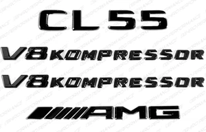 Black Emblem Badges Logos Letters for Mercedes-Benz CL55 V8 Kompressor AMG C215 - Picture 1 of 17