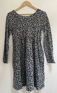 Old Navy Kid Girls Leopard Print Cotton Fit & Flare Long Sleeve Dress Gray 14-16 - Picture 1 of 4