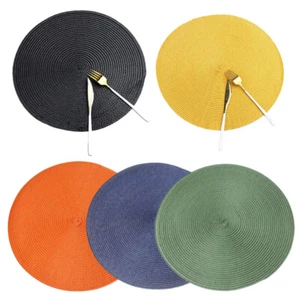 Round Placemat Coaster Woven Table Place Mat Heat Resistant Pad Kitchen Decor - Picture 1 of 40