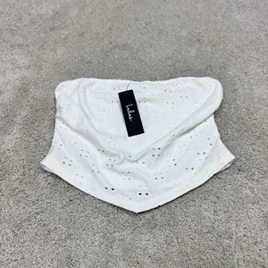 Lulus Top Women’s White Cropped Strapless Size Medium NWT - Picture 1 of 11