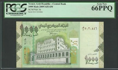 Yemen 1000 Rials 2009/AH1430 P36 Uncirculated Grade 66 - Image 1 of 2