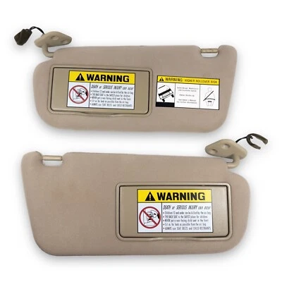 2001-2004 Hyundai Santa Fe Driver & Passenger Side Sun Visor Pair Tan Lighted - Image 1 of 4