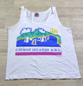Camiseta sin mangas de recuerdo de los 80 BYE BYE Islas Caimán vacaciones tropical unisex de colección 1989 - Imagen 1 de 6