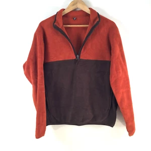 Uniqlo womens fleece jumper size S oversized brown two toned 1/2 zip 113365 - Picture 1 of 9