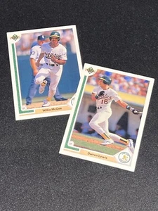 1991 Upper Deck Card Lot #564 Darren Lewis & #584 Willie McGee - Athletics - Picture 1 of 5