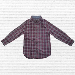 Crewcuts J Crew Boys Casual Button-up Shirt Red/Gray Plaid Long Sleeve Sz 6-7 - Picture 1 of 11