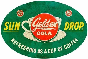 GOLDEN GIRL COLA SUNDROP COFFEE OVAL HEAVY DUTY USA MADE METAL ADVERTISING SIGN - Picture 1 of 1