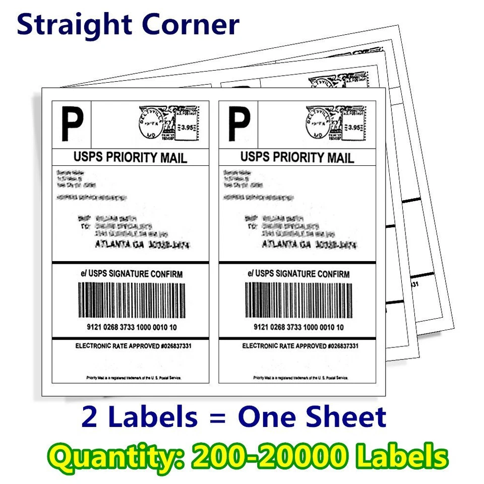 200-20000 8.5x5.5 Shipping Mailing Labels Half Sheet Self Adhesive for Laser ink - Image 1 of 4