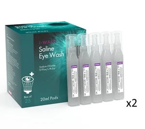 ☑️I-WASH Saline Eye Wash 25x20ml Pods 2Pcs☑️ - Picture 1 of 1