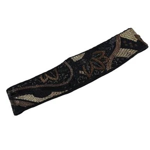 Crown Pacific Beaded Belt Hook Look Black Gold Metallic Size Medium - Picture 1 of 10