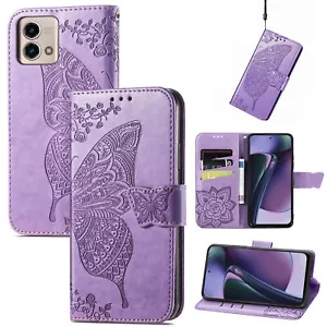 Butterfly Embossed PU Leather Wallet Case for Motorola G Power (2025)/G (2025) - Picture 1 of 48
