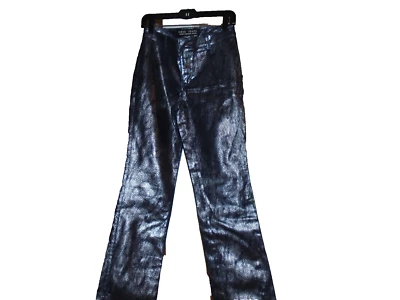 WOMENS JUNIOR VINTAGE GUESS ? JEANS Y2K METALLIC 28" WAIST BLK/SILVER FOIL RETRO - Image 1 of 4