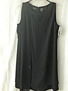 Vestido de noche Liz Claiborne talla 16 negro bufanda sin mangas Lagenlook con cuentas - Imagen 1 de 11