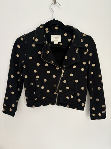 Giacca moto Kate Spade bambino a pois nera oro con zip taglia 10