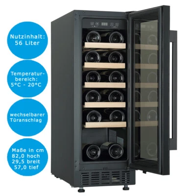 PKM Weintemperierschrank 1 Temperaturzone, 5°C-20°C, Flaschenkühlschrank