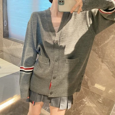 Thom Browne Men/womens Long Sleeves Contrast Color Cardigan - Image 1 of 4