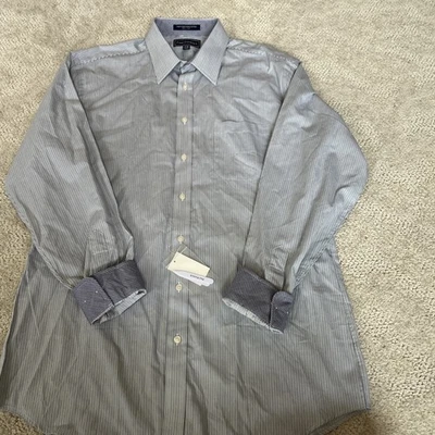 NWT - PAUL FREDRICK Striped Finest Long Staple Cotton Slim Fit Dress Shirt 17-36 - Image 1 of 4