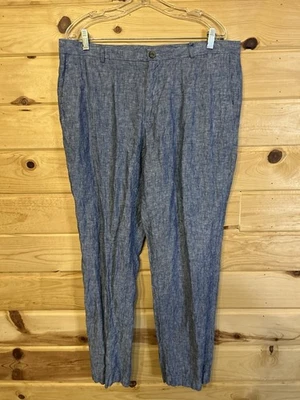 Tasso Elba Men’s 100% Linen Pants Blue – Size 38W x 30L - Image 1 of 4
