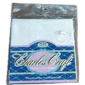 Cross Stitch Fabric - Charles Craft Silver Label White Aida 14 Count 12"X18" - Picture 1 of 7