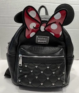 Disney Loungefly Minnie Mouse Arco Mini Mochila Cartera Rojo Blanco Lunares Tachuelas - Imagen 1 de 24
