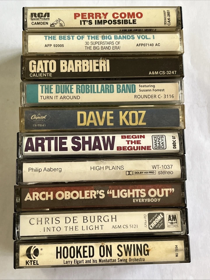 Lot Of 10 Cassette Tape Big Band Swing Jazz Artie Shaw Dave Koz Gato Barbieri  - Image 1 of 4