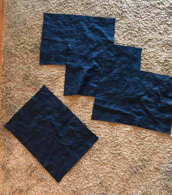 SALE!! SET Of Four D'Moksha Home Navy Flax Linen Placemats!!   14" x 18"!! - Image 1 of 2