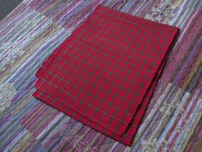 Tisch-Läufer SANDER Baumwolle Lurex Ripp-Stoff Weihnachten Rot Grün Gold NEU - Bild 1 von 3