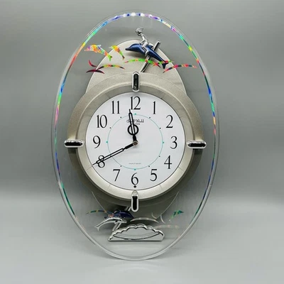 Reloj de Pared Vintage Pequeño Mundo Ritmo Movimiento Mágico Delfines Natación Funciona Foto 1 de 4